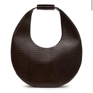 Staud Large Moon Bag - Espresso Croc